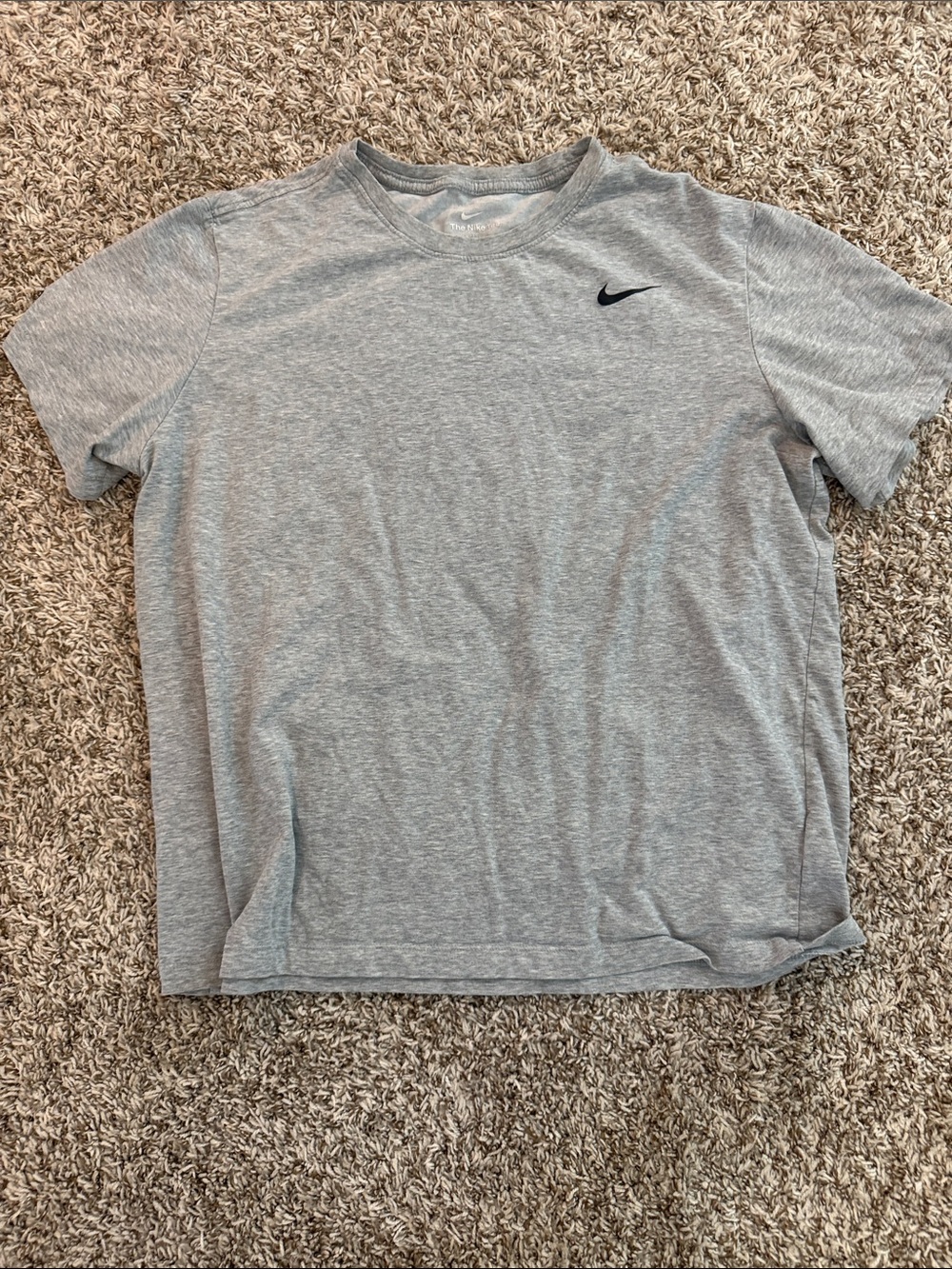 Nike Women's Heather Gray Short Sleeve Crew Tee with Black Swoosh
